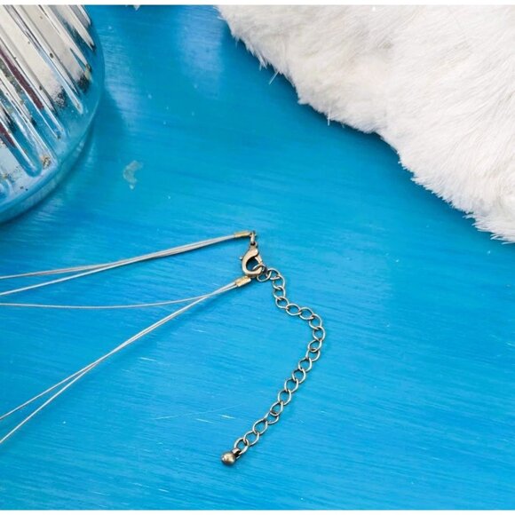 Multi Strand Illusion Necklace Mixed Metal Hammered Metal Discs  Silver Wire - Picture 4 of 5